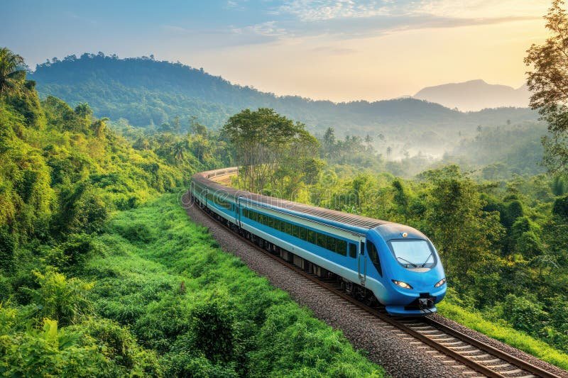 Electric Train Traveling through Lush Countryside Stock Image - Image of  progress, railway: 377152771