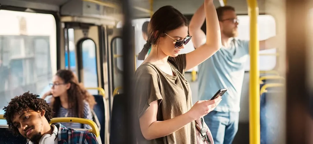 Use public transportation or shared mobility